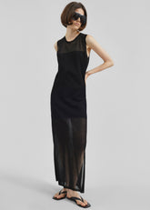 Loulou de Saison Philae Sheer Jersey Dress Black - Women