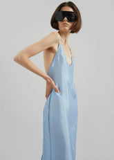 Vence Slip Dress Dusty Blue - Women