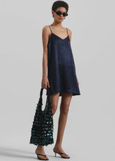 Elma Satin Mini Dress Navy - Women