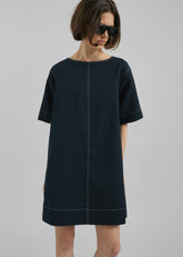 Ellerton Contrast Stitch Dress Dark Navy - Women