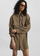 Carbis Cargo Shirt Dress Camel - Women