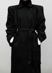 Marisol Box Shoulder Trench Black - Women