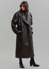 Diana Faux Leather Trench Coat Java - Women