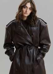 Diana Faux Leather Trench Coat Java - Women