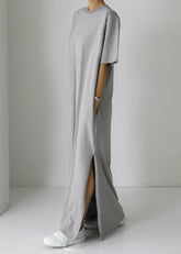 Lou Oversized Tee Dress Heather Grey - Women