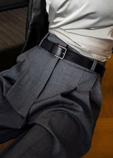 Gelso Pleated Trousers Dark Grey Melange - Women