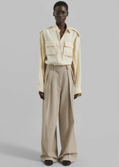 Tansy Pleated Trousers Beige - Women