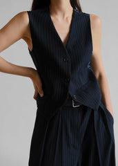 Tansy Tailored Vest Navy Pinstripe - Women