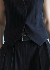 Tansy Tailored Vest Navy Pinstripe - Women