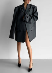 Dee Maxi Oversized Blazer Charcoal - Women