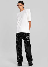 Carrington Padded Shoulder Tee White - Women