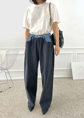 Hayla Contrast Denim Pants Black/Blue - Women