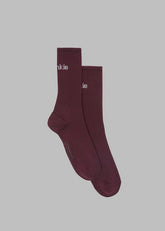 Frankie in English Ribbed Socks Bordeaux - Women/Men