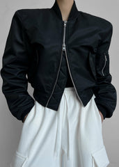 Mati Cropped Padded Bomber Black - Women