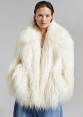 Liza Short Faux Fur Coat Off White - Women