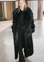 Joan Long Faux Fur Coat Black - Women