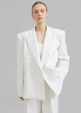 Zia Covered Buttons Blazer White - Women