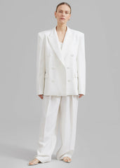 Zia Covered Buttons Blazer White - Women