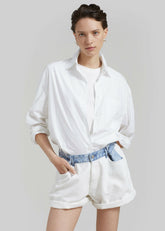Hayla Contrast Denim Shorts Off White/Blue - Women
