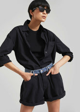 Hayla Contrast Denim Shorts Black/Blue - Women