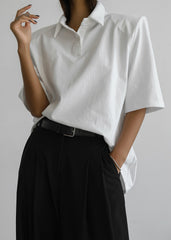 Rane Padded Shoulder Polo White - Women