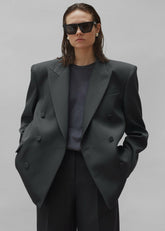 Zia Covered Buttons Blazer Charcoal - Women