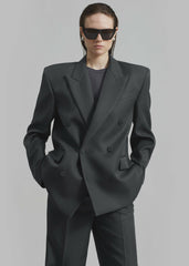 Zia Covered Buttons Blazer Charcoal - Women