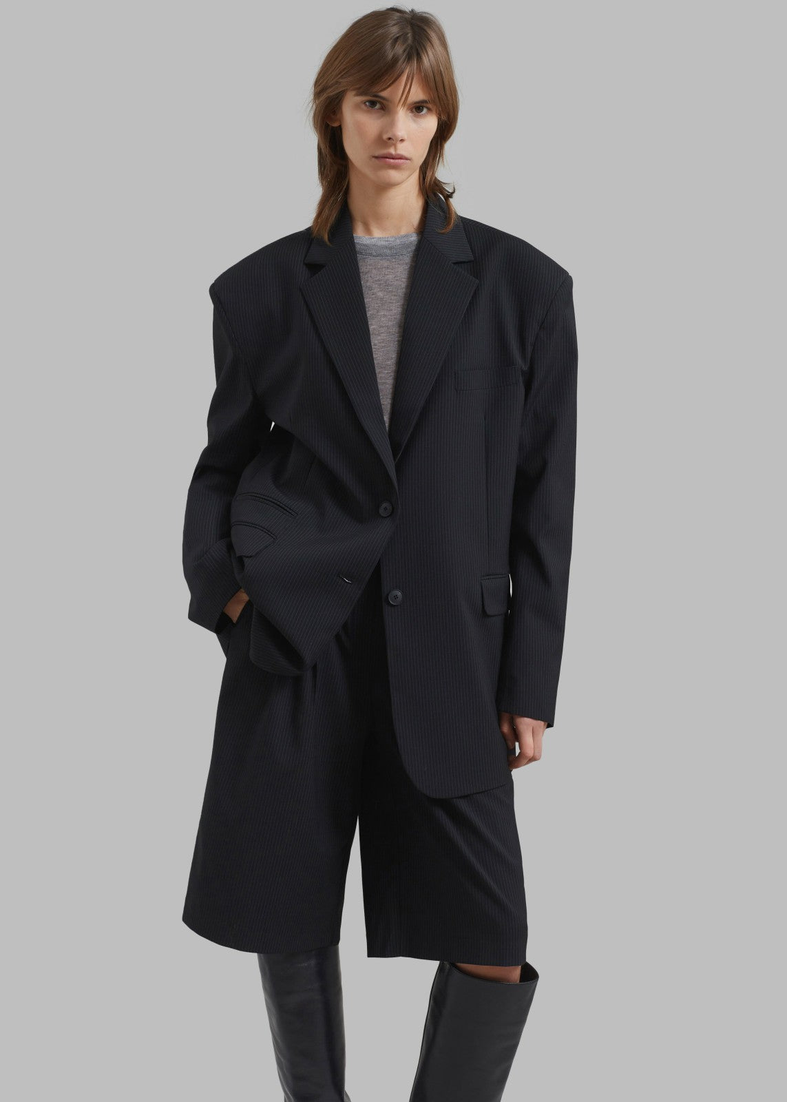 Wilma Blazer Black Pinstripe - Women
