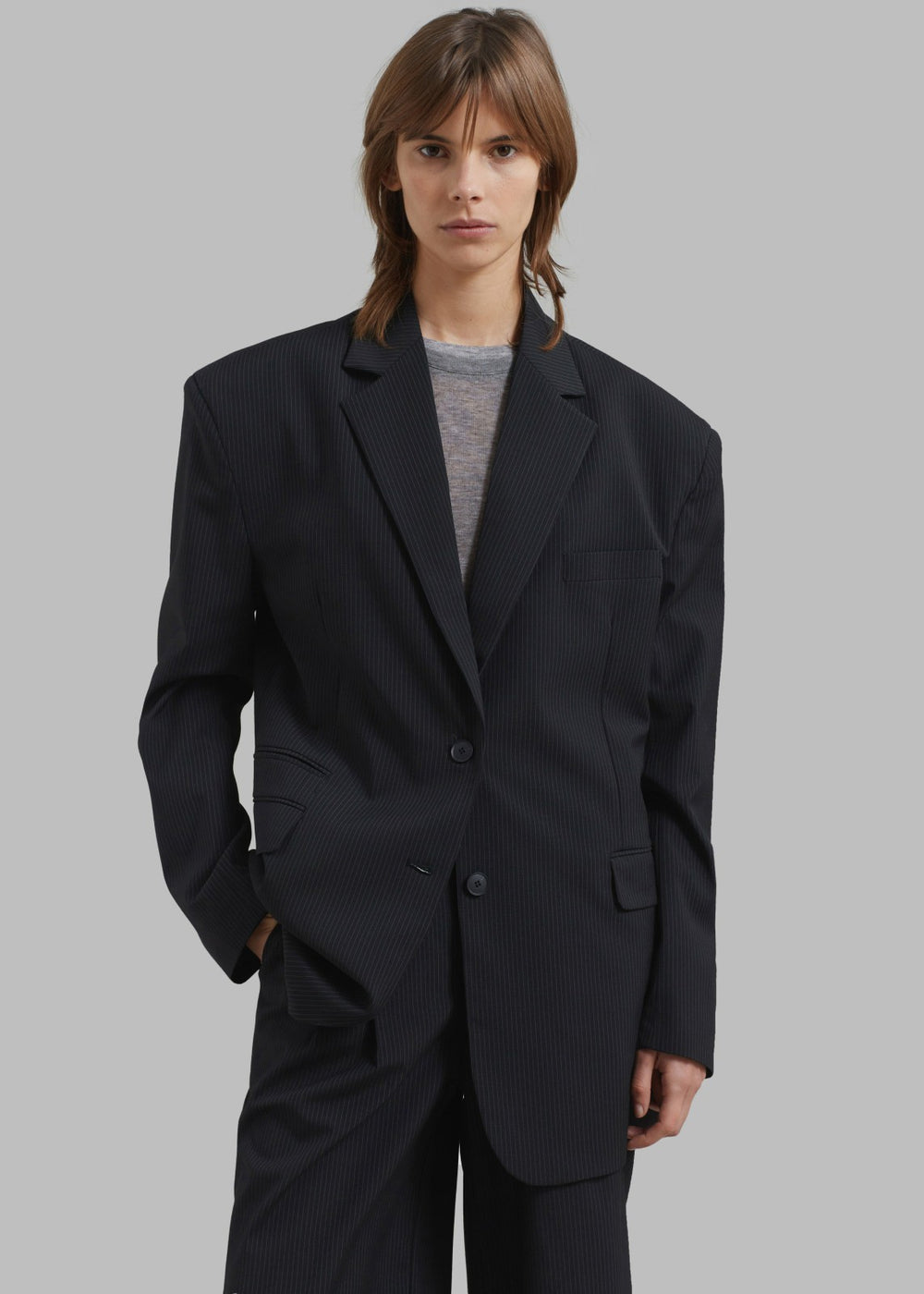 Wilma Blazer Black Pinstripe - Women