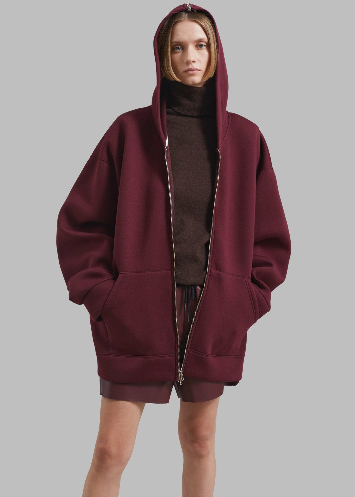 Denton Oversized Hoodie Burgundy - Women