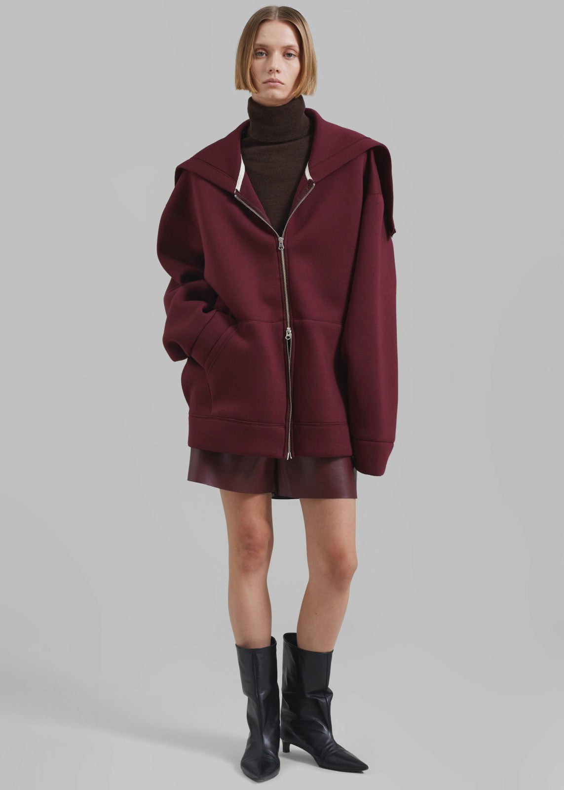Denton Oversized Hoodie Burgundy - Women