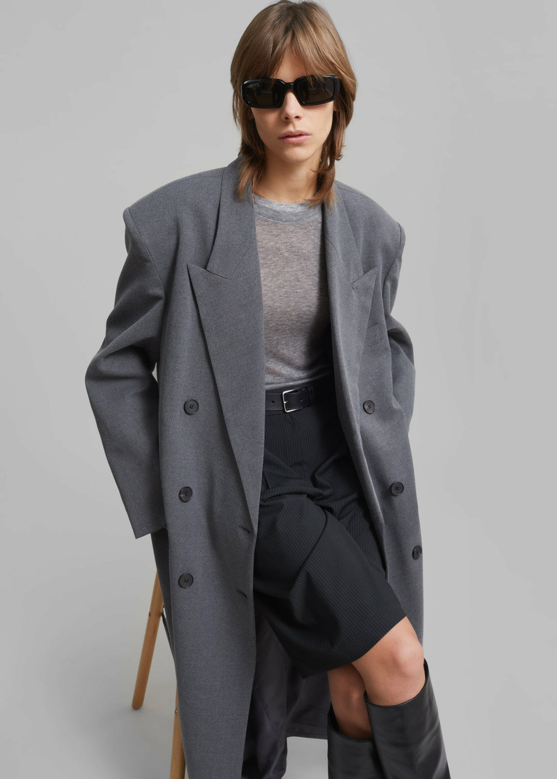 Delphina Long Coat Grey - Women