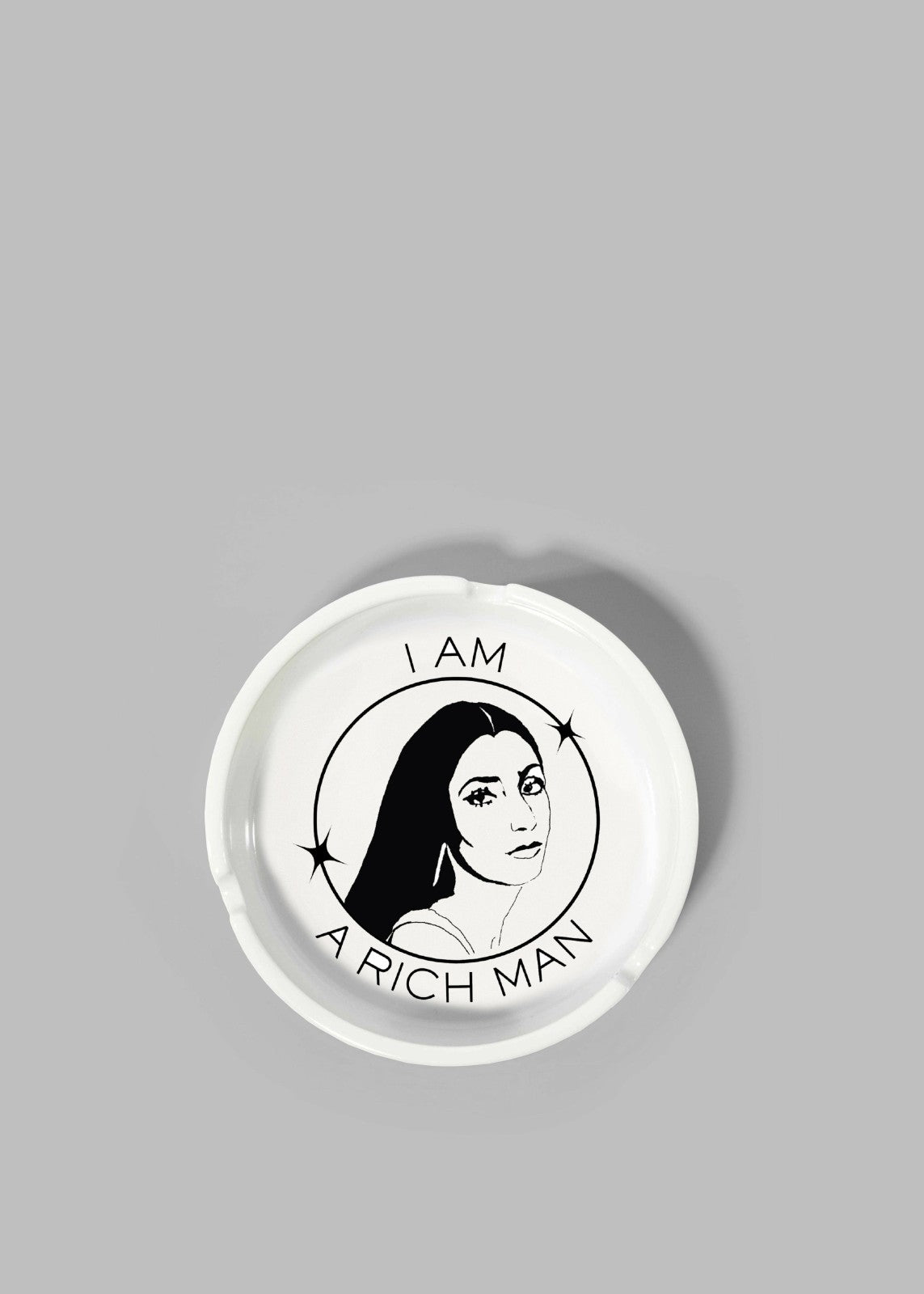 THNK1994 "I am a Rich Man" Ashtray White - Lifestyle