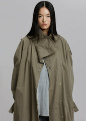 Lottie Wing Collar Trench Coat Olive - Women