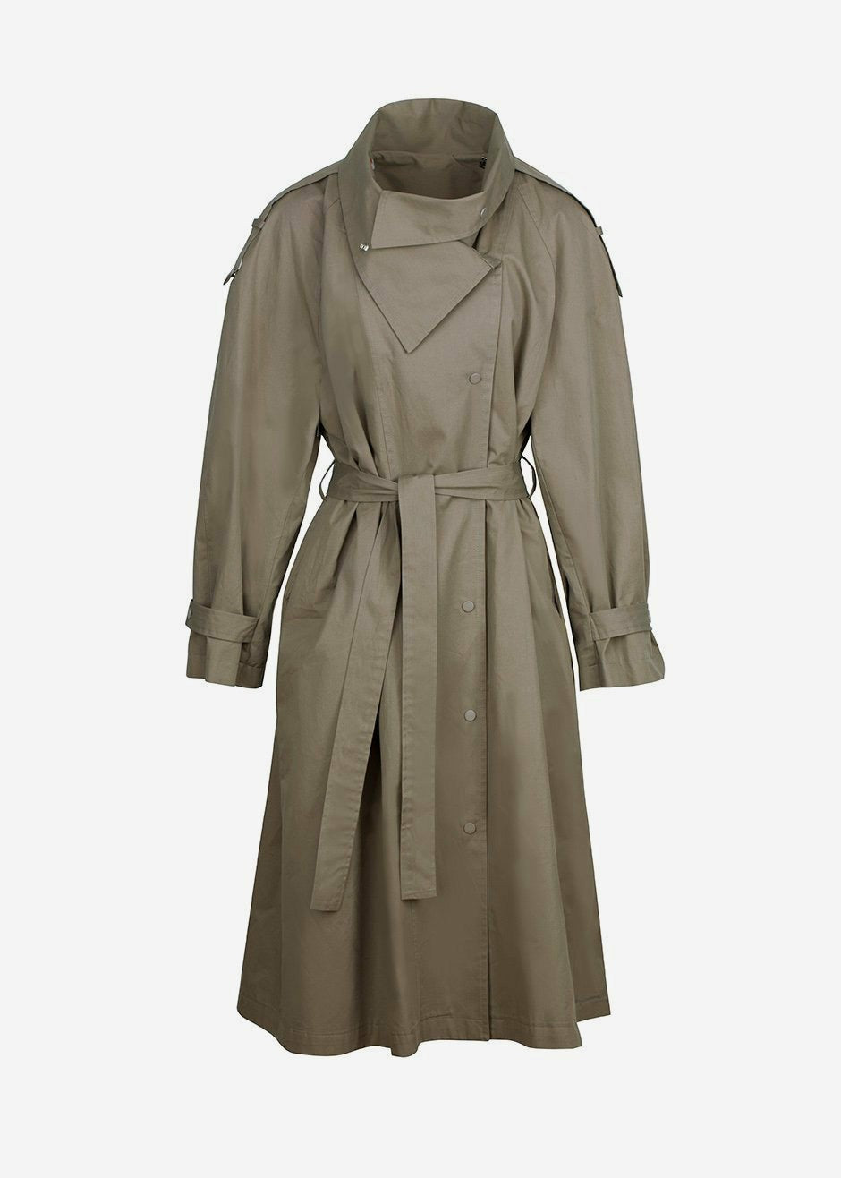 Lottie Wing Collar Trench Coat Olive - Women