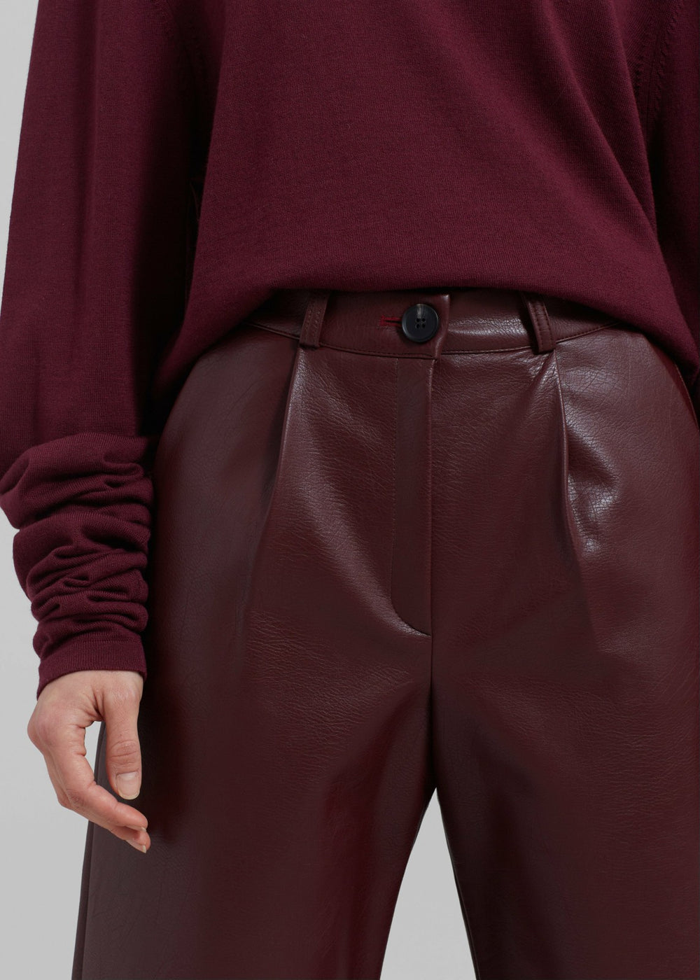 Coralie Faux Leather Bermuda Shorts Burgundy - Women