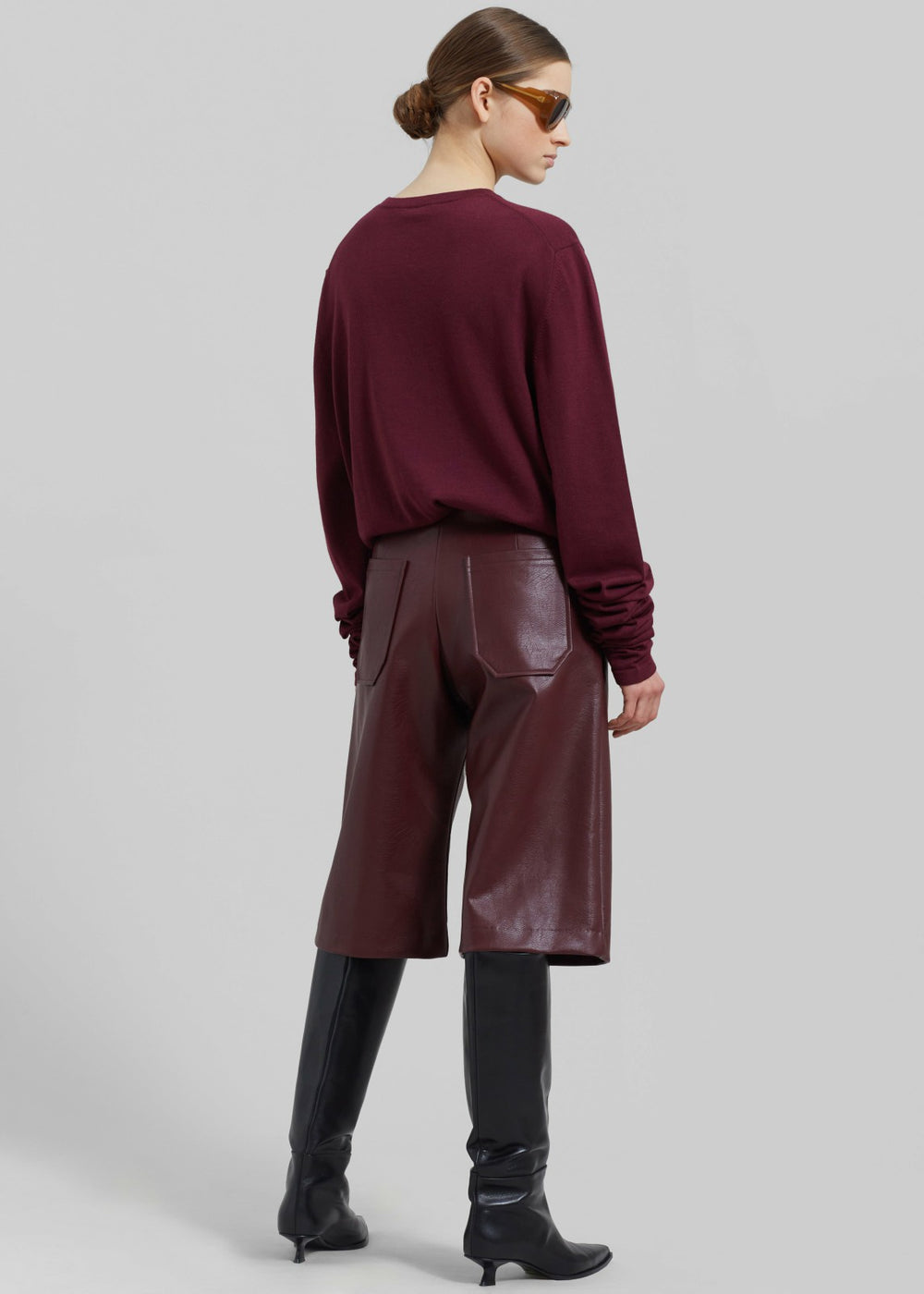Coralie Faux Leather Bermuda Shorts Burgundy - Women