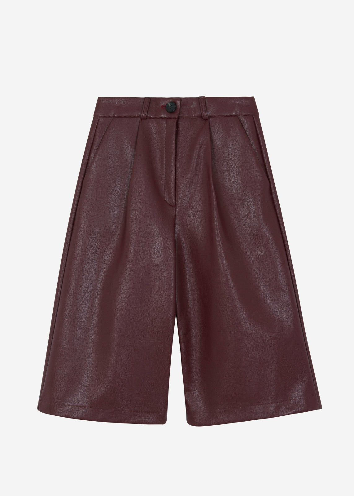 Coralie Faux Leather Bermuda Shorts Burgundy - Women