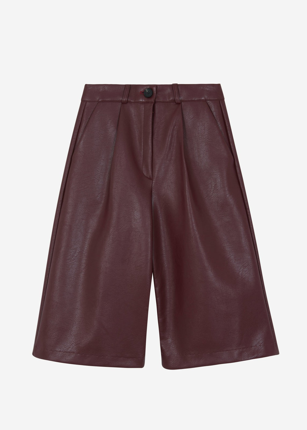 Coralie Faux Leather Bermuda Shorts Burgundy - Women