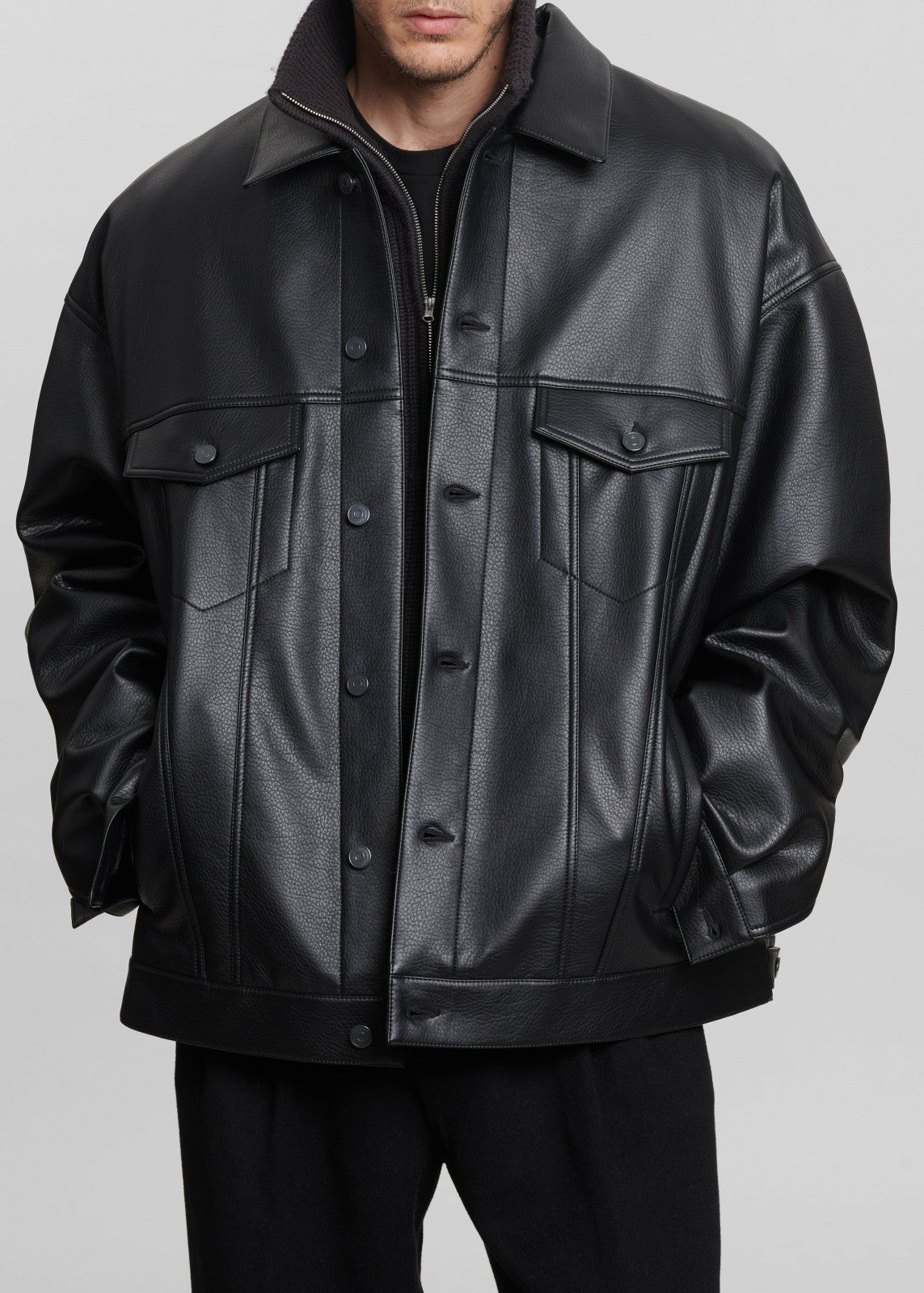 Conan Faux Leather Jacket Black - Men/Women