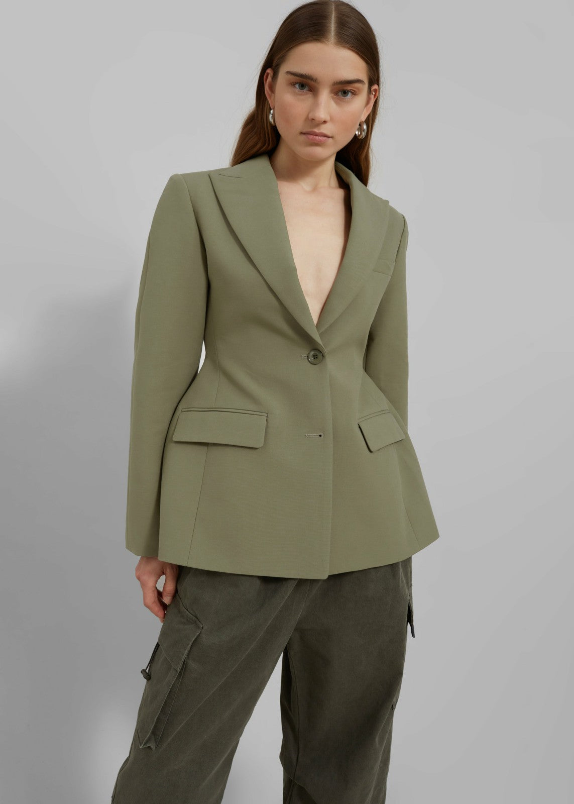 Colette Hourglass Blazer Khaki - Women