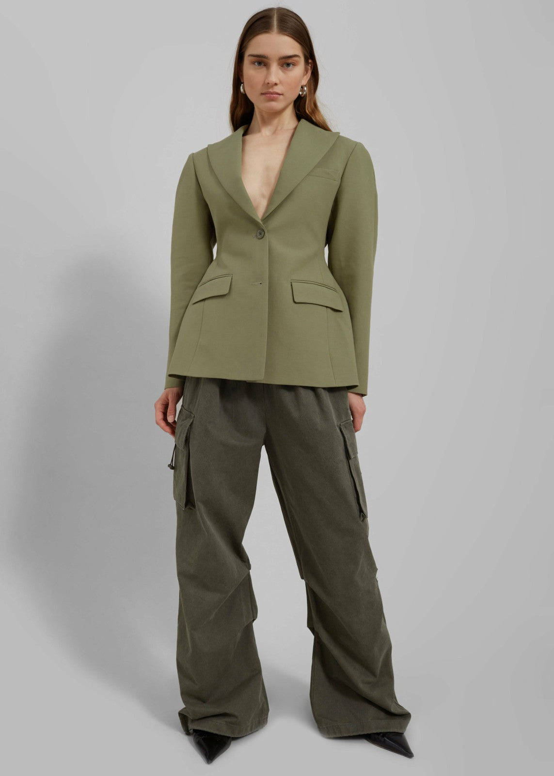 Colette Hourglass Blazer Khaki - Women