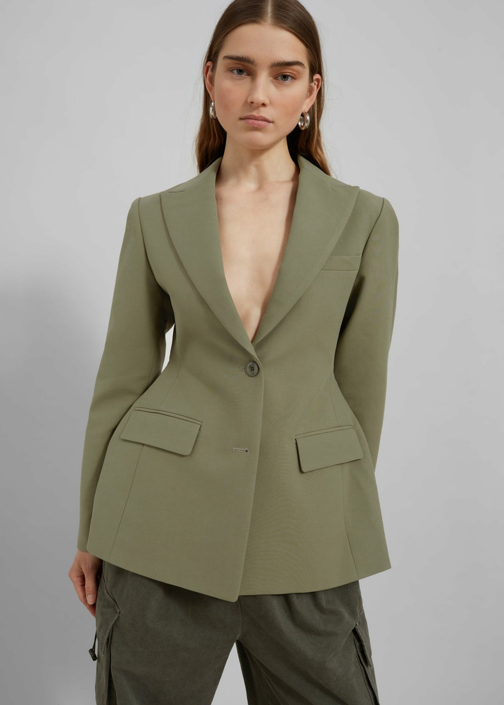 Colette Hourglass Blazer Khaki - Women