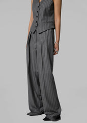 Holland Pleated Trousers Charcoal/White Pinstripe - Women