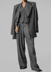 Holland Pleated Trousers Charcoal/White Pinstripe - Women