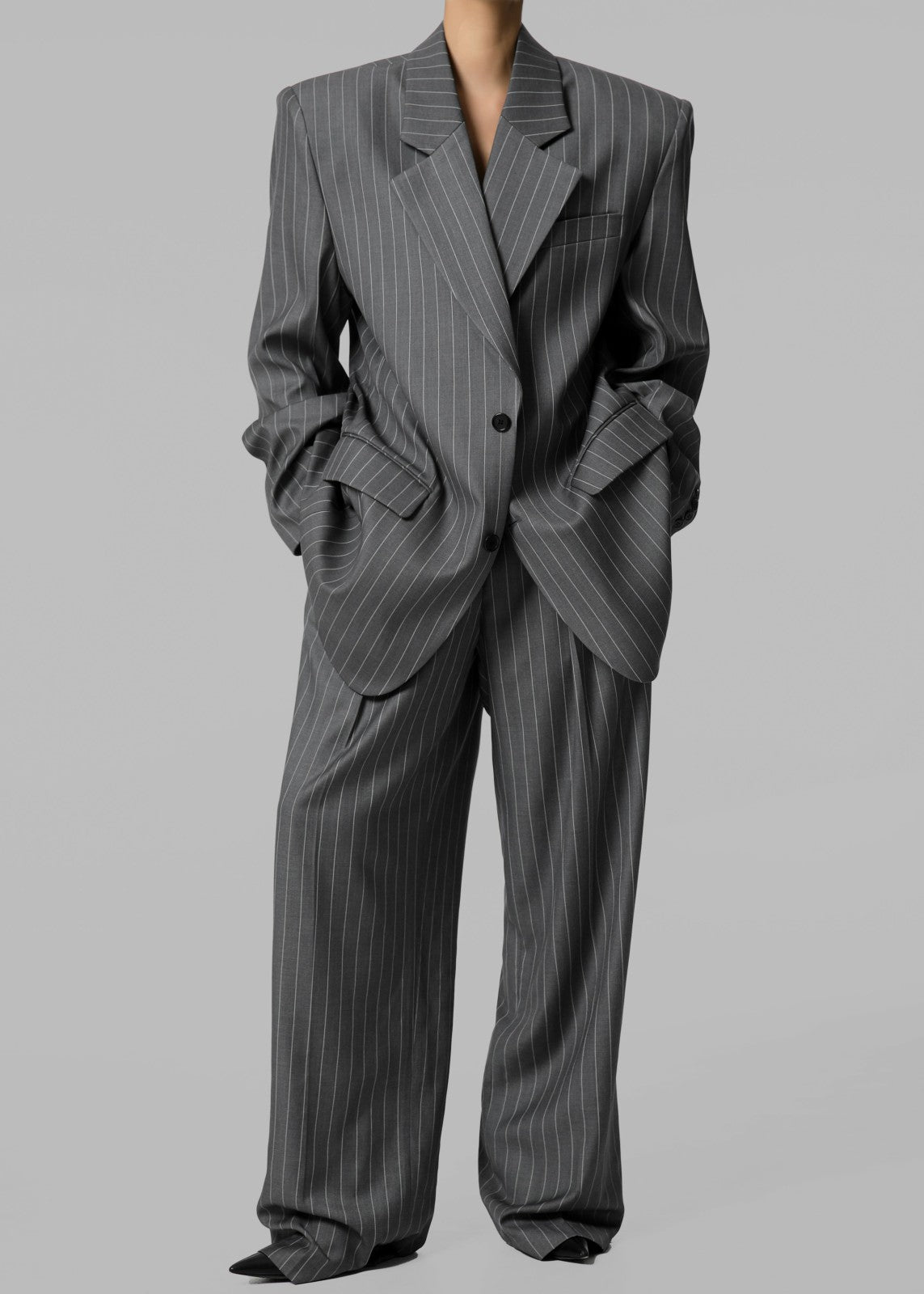 Holland Pleated Trousers Charcoal/White Pinstripe - Women
