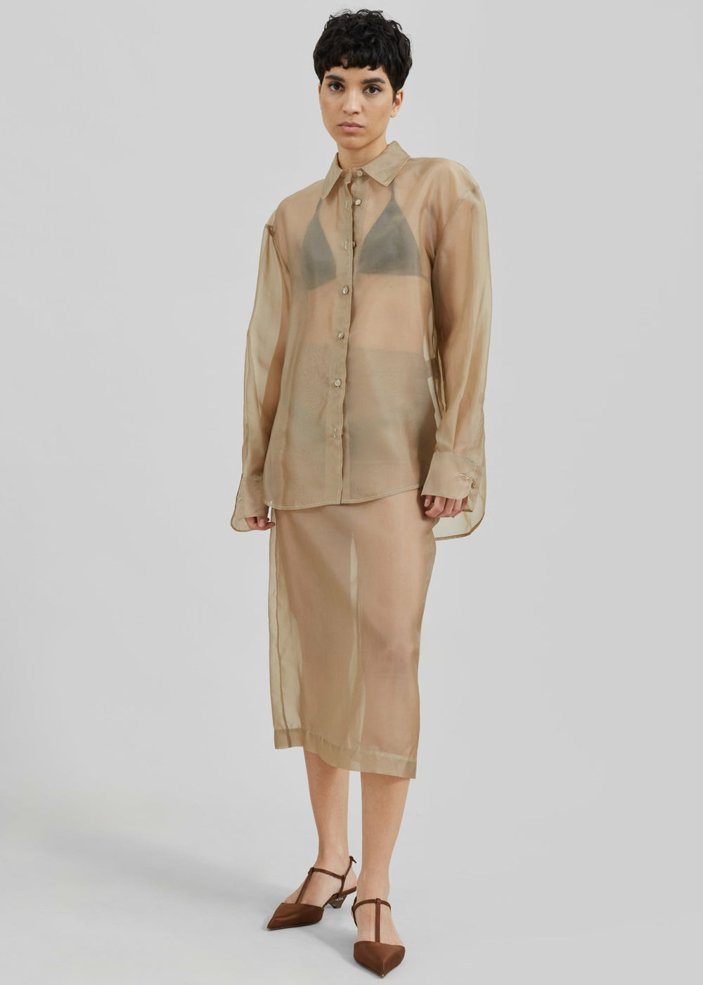 Peri Sheer Midi Skirt Desert Sand - Women