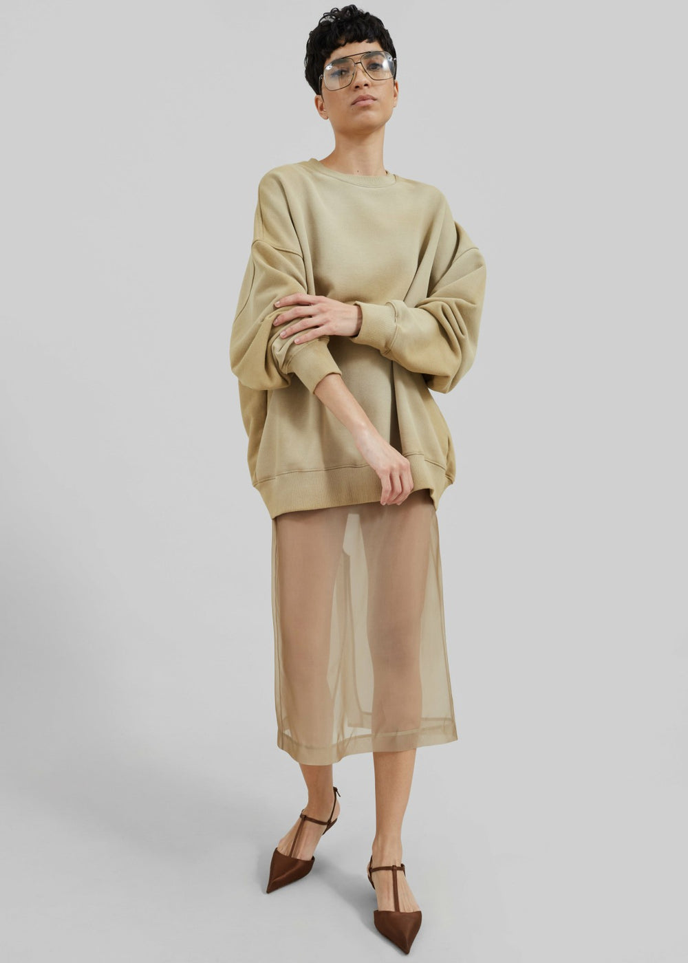 Peri Sheer Midi Skirt Desert Sand - Women