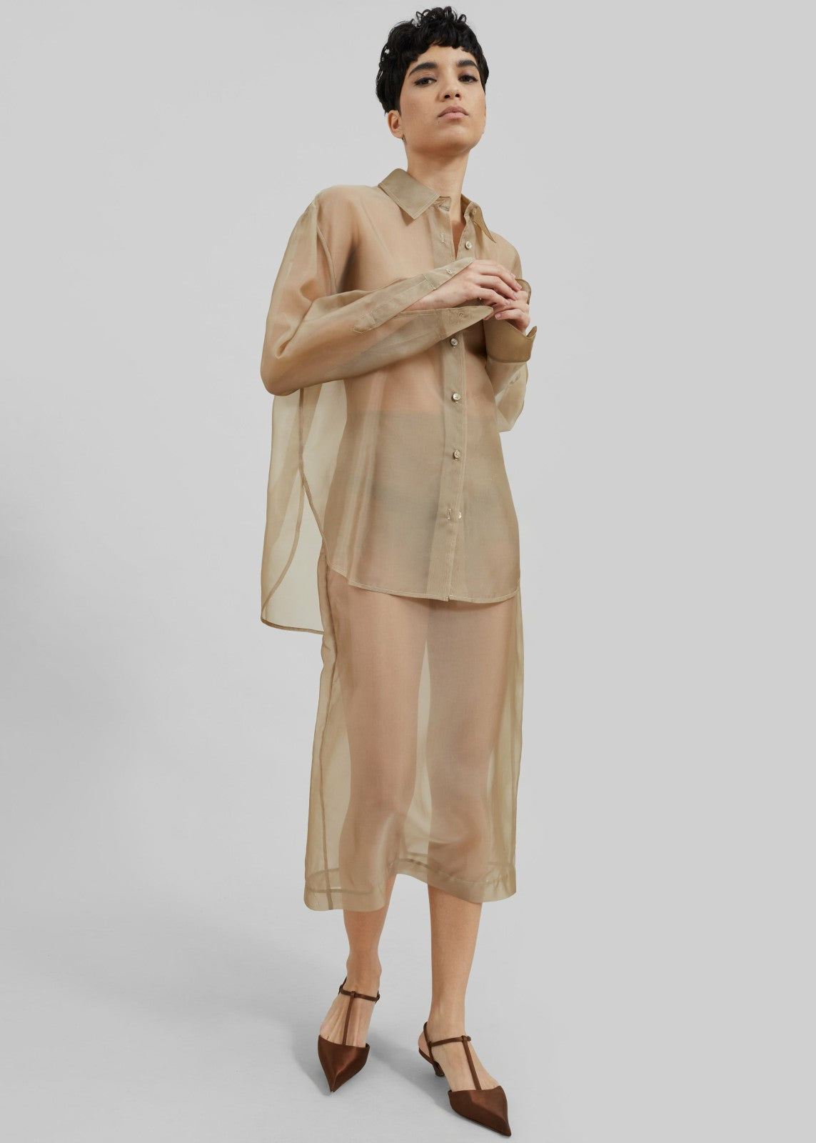 Peri Sheer Midi Skirt Desert Sand - Women