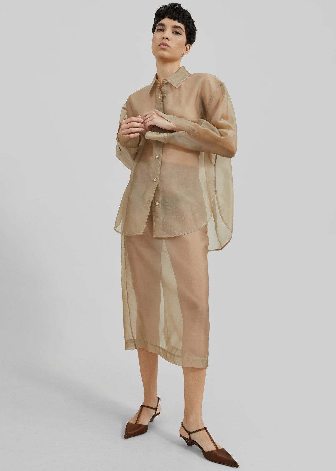 Peri Sheer Midi Skirt Desert Sand - Women